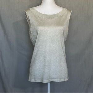 Ann Taylor LOFT Women’s Cream/Light Gold Sleeveless Blouse with Camisole: Size M